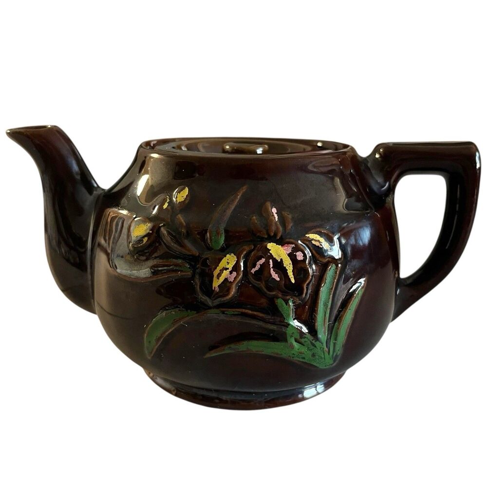 Vintage Hadson Dark Brown Hand-painted Teapot Made In‎ Occupied Japan